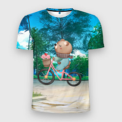 Мужская спорт-футболка Медведь на велосипеде