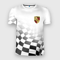 Футболка спортивная мужская Porsche Порше Финишный флаг, цвет: 3D-принт