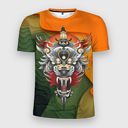 Мужская спорт-футболка Голова самурайского тигра