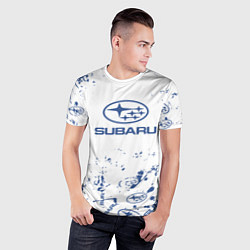 Футболка спортивная мужская Subaru брызги, цвет: 3D-принт — фото 2