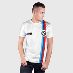 Футболка спортивная мужская БМВ 3 STRIPE BMW WHITE, цвет: 3D-принт — фото 2