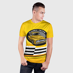 Футболка спортивная мужская Желтый ретро-автомобиль, цвет: 3D-принт — фото 2