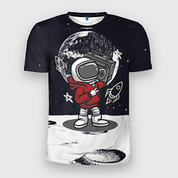 Мужская спорт-футболка Космонавт с магнитофоном