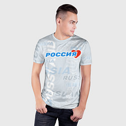 Футболка спортивная мужская Россия - на разных языках мира, цвет: 3D-принт — фото 2