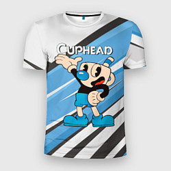 Мужская спорт-футболка Cuphead синяя чашечка