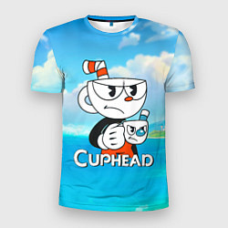 Мужская спорт-футболка Cuphead сердитая чашечка