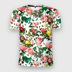 Футболка спортивная мужская Узор из летних роз Summer Roses Pattern, цвет: 3D-принт