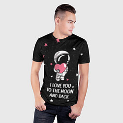 Футболка спортивная мужская I LOVE YOU TO THE MOON AND BACK КОСМОС, цвет: 3D-принт — фото 2