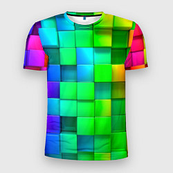 Мужская спорт-футболка РАЗНОЦВЕТНЫЕ КУБИКИ MULTICOLORED CUBES