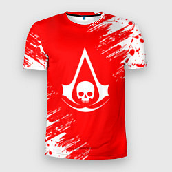Мужская спорт-футболка Assassins creed череп красные брызги