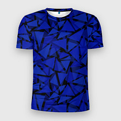 Футболка спортивная мужская Синие треугольники-геометрический узор, цвет: 3D-принт