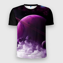 Мужская спорт-футболка PURPLE GALAXY лиловая галактика