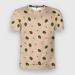 Мужская спорт-футболка Авокадо на бежевом паттерн