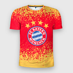Мужская спорт-футболка Bayern munchen красно желтый фон