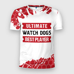Мужская спорт-футболка Watch Dogs: красные таблички Best Player и Ultimat