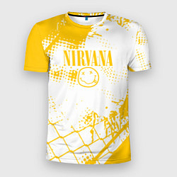 Футболка спортивная мужская Nirvana - нирвана смайл, цвет: 3D-принт