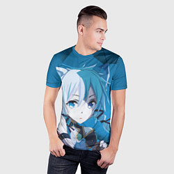 Футболка спортивная мужская Catgirl с синими ушками, цвет: 3D-принт — фото 2