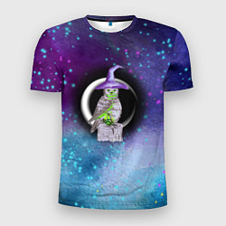 Мужская спорт-футболка Сова-колдунья с зельем на фоне ночного неба