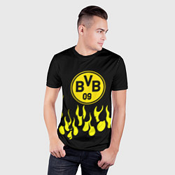 Футболка спортивная мужская Borussia пламя, цвет: 3D-принт — фото 2