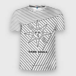 Мужская спорт-футболка Символ Dark Souls на светлом фоне с полосами