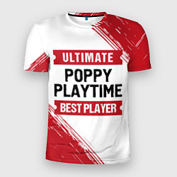 Мужская спорт-футболка Poppy Playtime: красные таблички Best Player и Ult