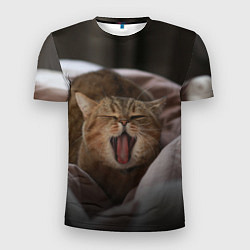 Мужская спорт-футболка Эх, поспать бы! Зевающий котяра