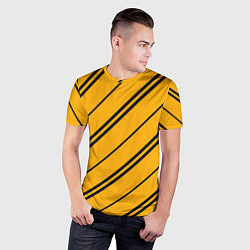 Футболка спортивная мужская Полосы желтые черные, цвет: 3D-принт — фото 2