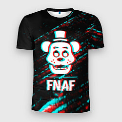 Мужская спорт-футболка FNAF в стиле Glitch Баги Графики на темном фоне