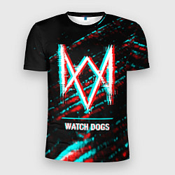 Мужская спорт-футболка Watch Dogs в стиле Glitch Баги Графики на темном ф