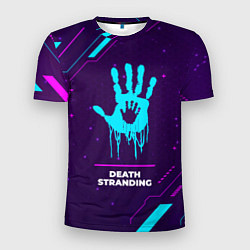 Мужская спорт-футболка Символ Death Stranding в неоновых цветах на темном