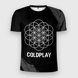 Мужская спорт-футболка Coldplay Glitch на темном фоне