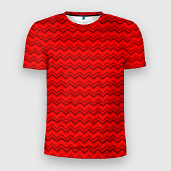Мужская спорт-футболка Красные волнистые узоры