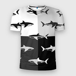 Футболка спортивная мужская Стая акул - pattern, цвет: 3D-принт