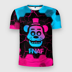 Мужская спорт-футболка FNAF мишка - neon gradient
