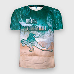 Мужская спорт-футболка Beach volleyball ocean theme