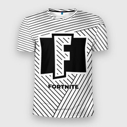 Мужская спорт-футболка Символ Fortnite на светлом фоне с полосами