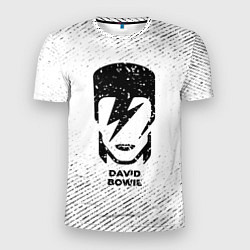 Мужская спорт-футболка David Bowie с потертостями на светлом фоне