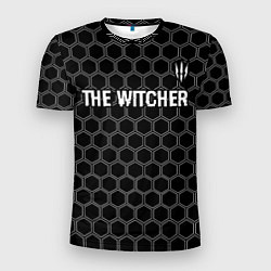 Мужская спорт-футболка The Witcher glitch на темном фоне: символ сверху