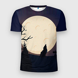 Мужская спорт-футболка Волчица и луна