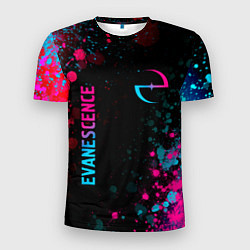 Футболка спортивная мужская Evanescence - neon gradient: символ и надпись верт, цвет: 3D-принт