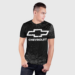 Футболка спортивная мужская Chevrolet с потертостями на темном фоне, цвет: 3D-принт — фото 2