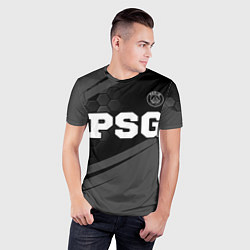Футболка спортивная мужская PSG sport на темном фоне: символ сверху, цвет: 3D-принт — фото 2