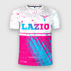 Мужская спорт-футболка Lazio neon gradient style: символ сверху