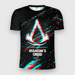 Мужская спорт-футболка Assassins Creed в стиле glitch и баги графики на т