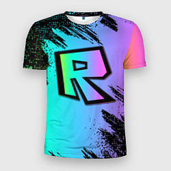 Футболка спортивная мужская Roblox neon logo, цвет: 3D-принт