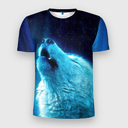 Мужская спорт-футболка Волк воет ну зимнее ночное небо