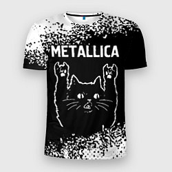 Мужская спорт-футболка Группа Metallica и рок кот