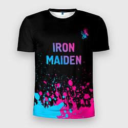 Мужская спорт-футболка Iron Maiden - neon gradient: символ сверху