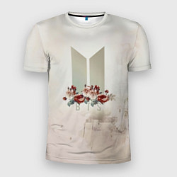 Мужская спорт-футболка BTS Logo And Flowers