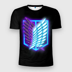 Мужская спорт-футболка Attack on Titan neon logo